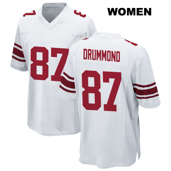 Dylan Drummond Stitched New York Giants Away Womens Number 87 White Game Football Jersey